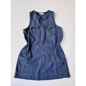 Monteau 100% Cotton Light Denim Sleeveless Mini Shift Dress Women's Medium